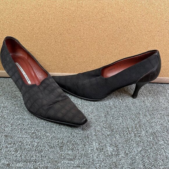 Donald J. Pliner Lacia Black Stretch Alligator Print Pointed Square Toe Heel 9 - Picture 1 of 5